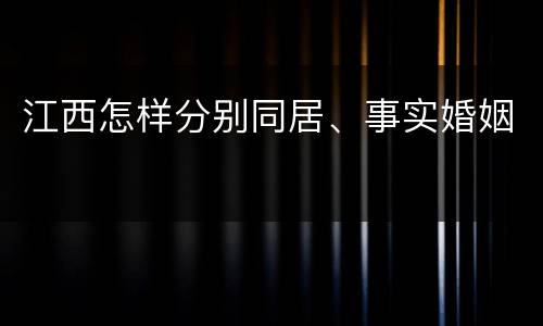 江西怎样分别同居、事实婚姻