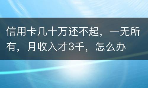 信用卡几十万还不起，一无所有，月收入才3千，怎么办