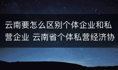 云南要怎么区别个体企业和私营企业 云南省个体私营经济协会