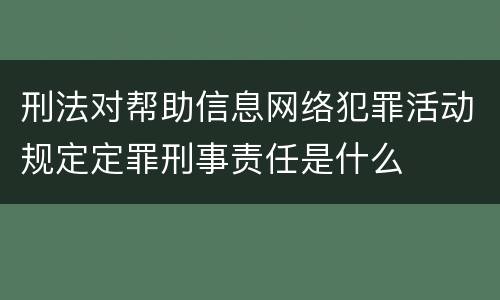 刑法对帮助信息网络犯罪活动规定定罪刑事责任是什么