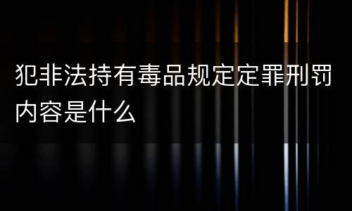 犯非法持有毒品规定定罪刑罚内容是什么