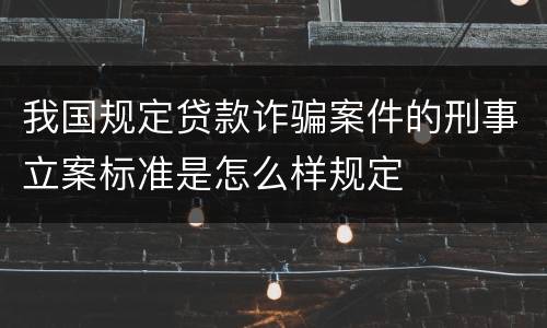 我国规定贷款诈骗案件的刑事立案标准是怎么样规定