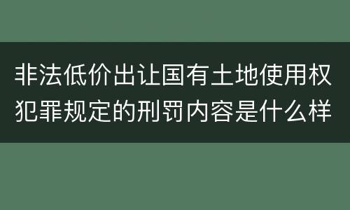 非法低价出让国有土地使用权犯罪规定的刑罚内容是什么样的