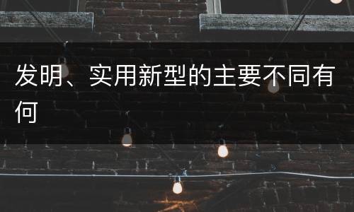 发明、实用新型的主要不同有何