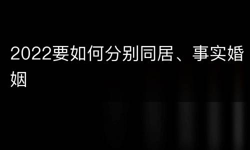 2022要如何分别同居、事实婚姻