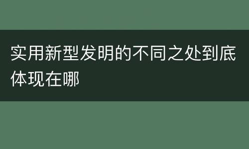 实用新型发明的不同之处到底体现在哪