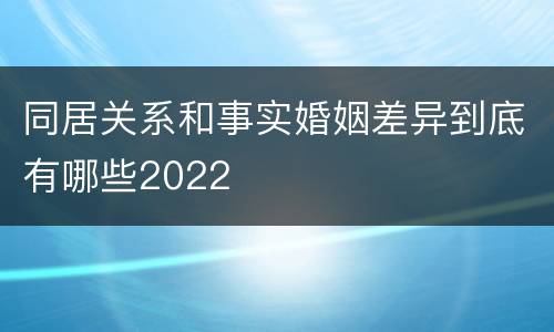 同居关系和事实婚姻差异到底有哪些2022