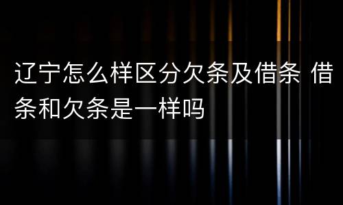 辽宁怎么样区分欠条及借条 借条和欠条是一样吗