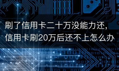 刷了信用卡二十万没能力还，信用卡刷20万后还不上怎么办