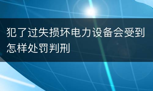 犯了过失损坏电力设备会受到怎样处罚判刑
