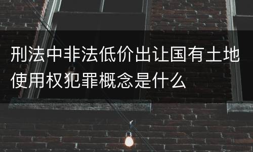 刑法中非法低价出让国有土地使用权犯罪概念是什么