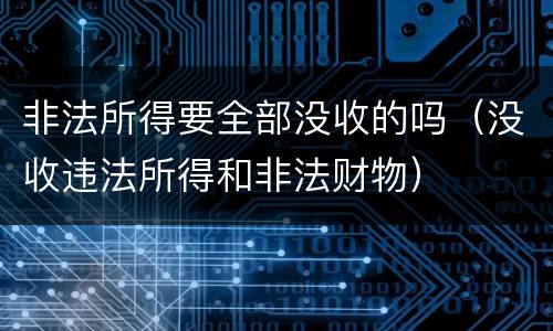 非法所得要全部没收的吗（没收违法所得和非法财物）