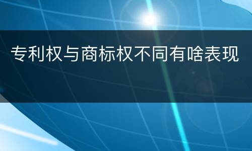 专利权与商标权不同有啥表现