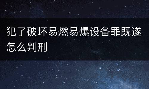 犯了破坏易燃易爆设备罪既遂怎么判刑