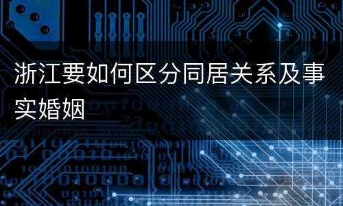 浙江要如何区分同居关系及事实婚姻
