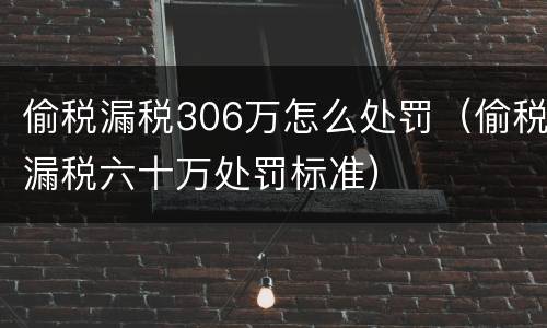 偷税漏税306万怎么处罚（偷税漏税六十万处罚标准）