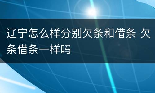 辽宁怎么样分别欠条和借条 欠条借条一样吗