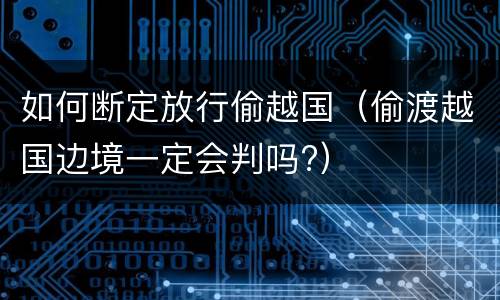 如何断定放行偷越国（偷渡越国边境一定会判吗?）