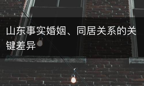 山东事实婚姻、同居关系的关键差异