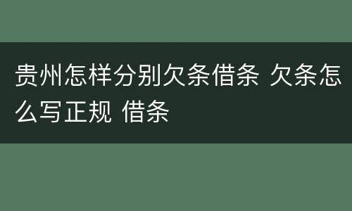 贵州怎样分别欠条借条 欠条怎么写正规 借条