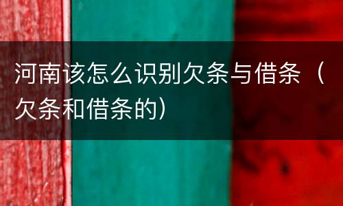 河南该怎么识别欠条与借条（欠条和借条的）