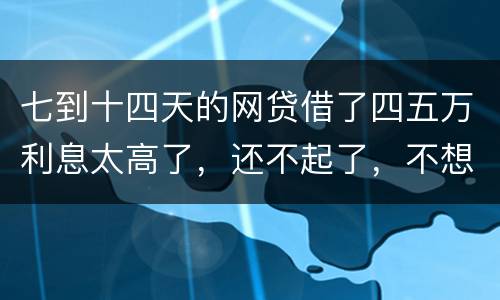 七到十四天的网贷借了四五万利息太高了，还不起了，不想还了可爱吗