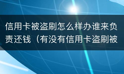 信用卡被盗刷怎么样办谁来负责还钱（有没有信用卡盗刷被追回的例子）