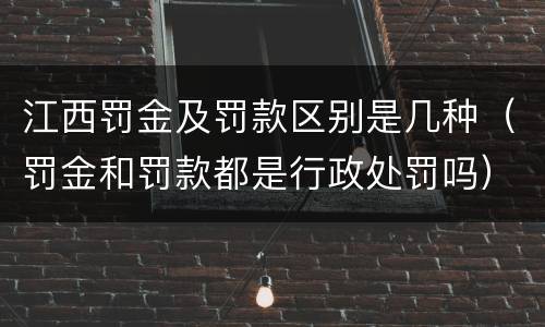 江西罚金及罚款区别是几种（罚金和罚款都是行政处罚吗）