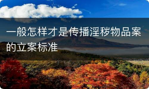 一般怎样才是传播淫秽物品案的立案标准