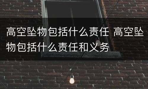 高空坠物包括什么责任 高空坠物包括什么责任和义务