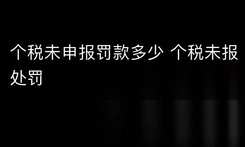 个税未申报罚款多少 个税未报处罚