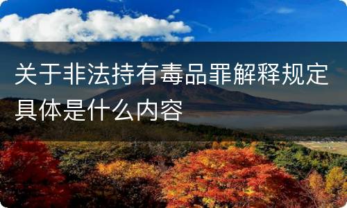 关于非法持有毒品罪解释规定具体是什么内容