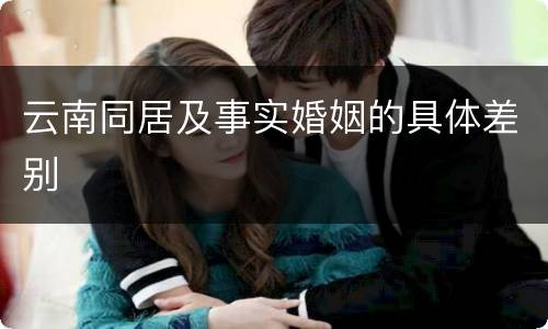 云南同居及事实婚姻的具体差别