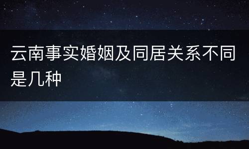 云南事实婚姻及同居关系不同是几种