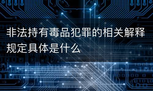 非法持有毒品犯罪的相关解释规定具体是什么