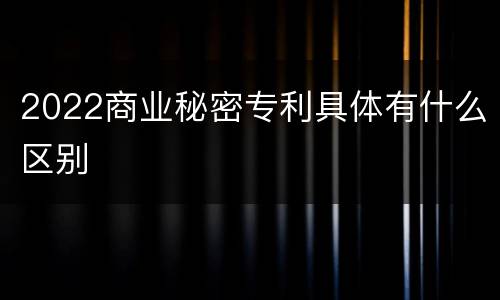 2022商业秘密专利具体有什么区别