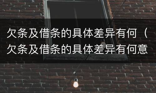 欠条及借条的具体差异有何（欠条及借条的具体差异有何意义）