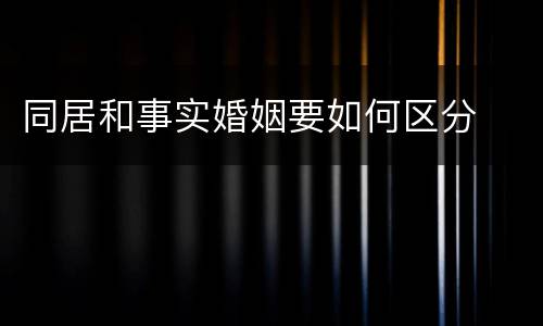 同居和事实婚姻要如何区分