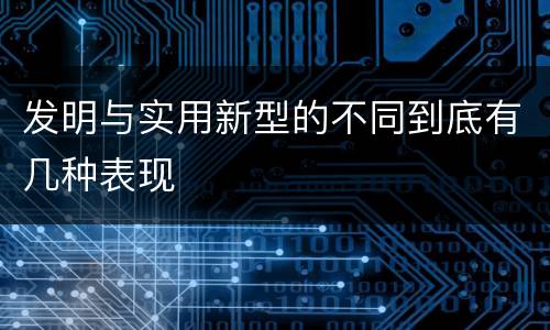 发明与实用新型的不同到底有几种表现