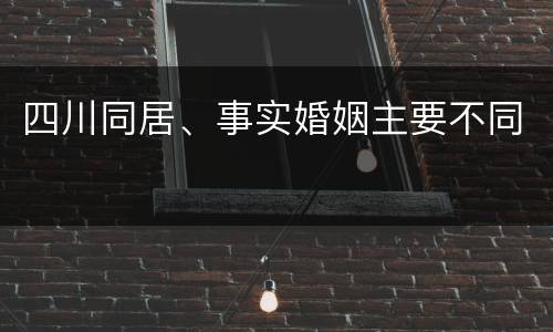 四川同居、事实婚姻主要不同