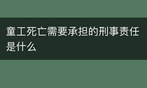 童工死亡需要承担的刑事责任是什么