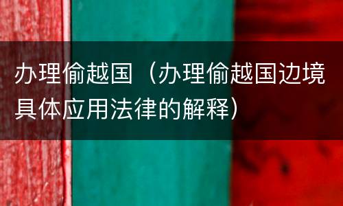 办理偷越国（办理偷越国边境具体应用法律的解释）