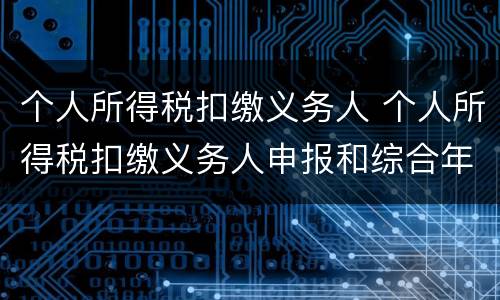 个人所得税扣缴义务人 个人所得税扣缴义务人申报和综合年度所得自行申报