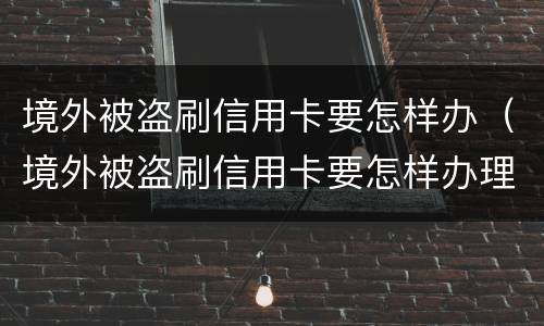 境外被盗刷信用卡要怎样办（境外被盗刷信用卡要怎样办理）