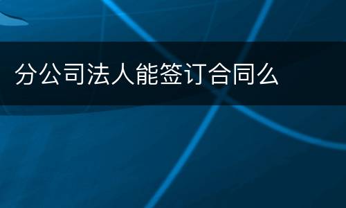 分公司法人能签订合同么