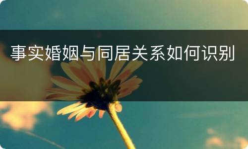 事实婚姻与同居关系如何识别