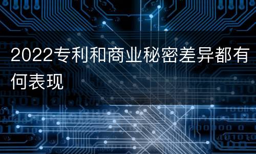 2022专利和商业秘密差异都有何表现