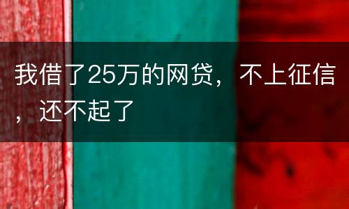 我借了25万的网贷，不上征信，还不起了