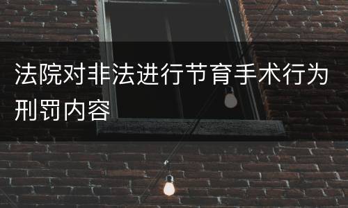 法院对非法进行节育手术行为刑罚内容
