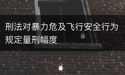 刑法对暴力危及飞行安全行为规定量刑幅度